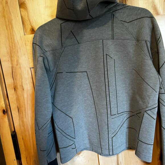 UA Under Armour Loose Fit Hoodie S Front Zipper Pocket Gray Black Thumbholes - Picture 8 of 9